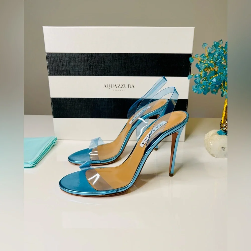 Aquazzura - So Nude PVC Slingback Sandals Ice - 37 (7) - New in Box - Picture 2 of 16